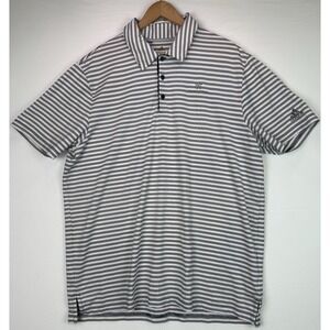 Adidas Blue/White Striped‎ Golf Polo Shirt Dallas National Golf Club GUC Sz XL